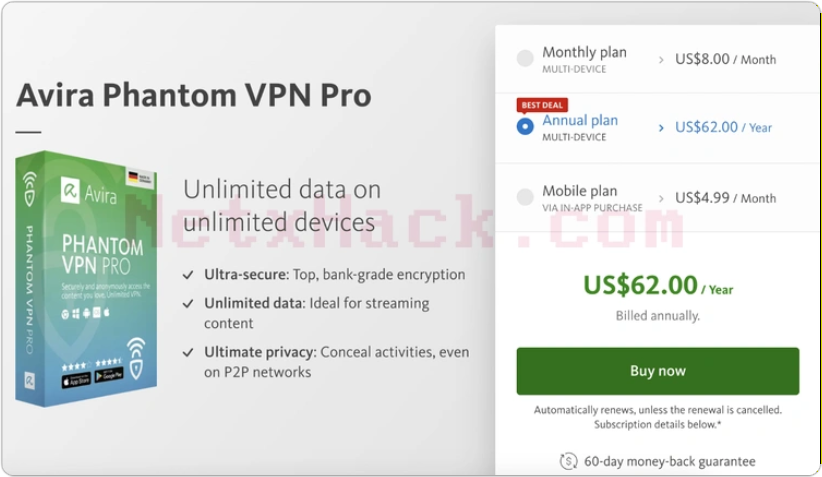 Avira Phantom VPN Price
